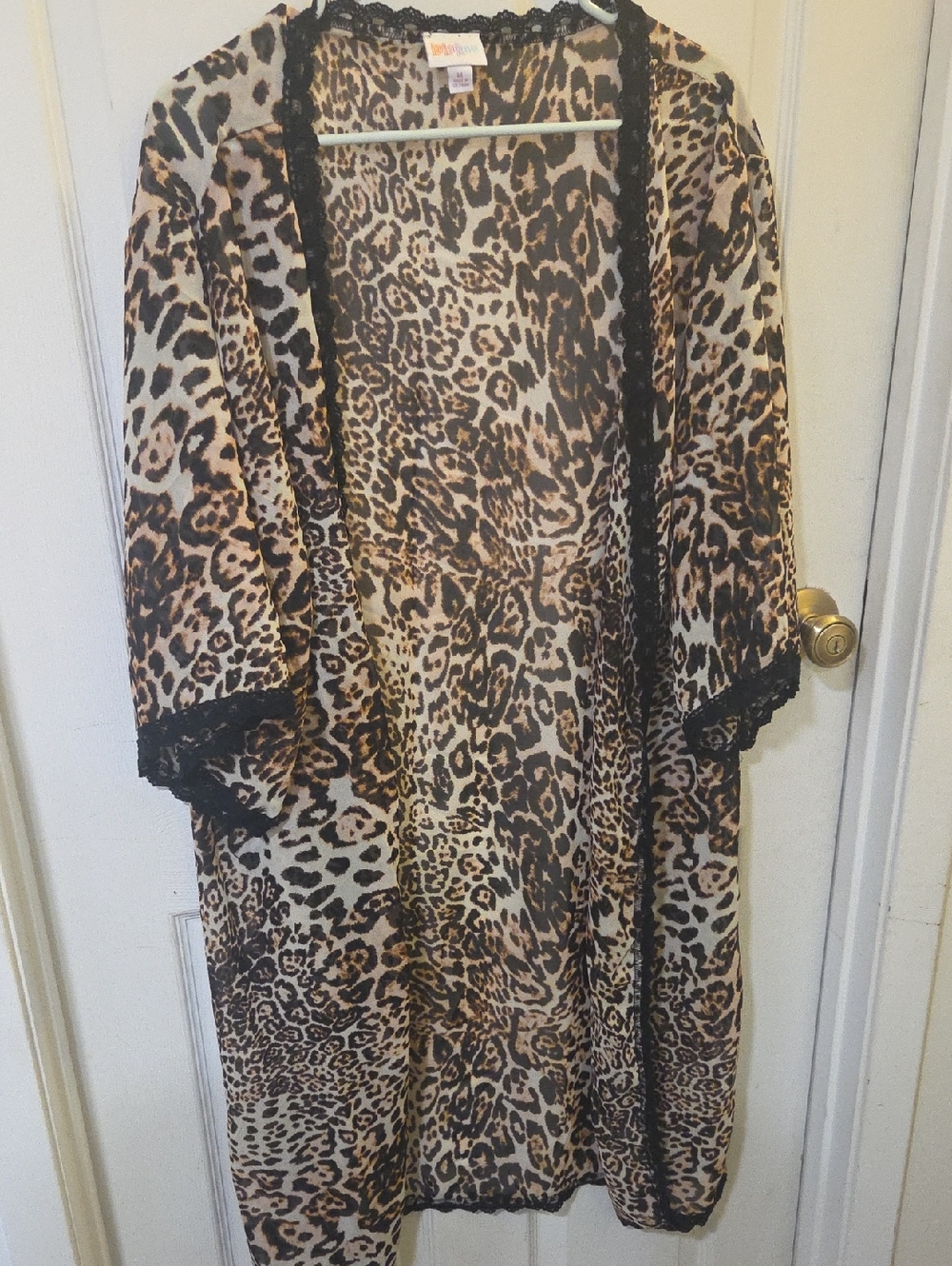 LuLaRoe Leopard Print Lace-Trim Swim Coverup in Tan and Black